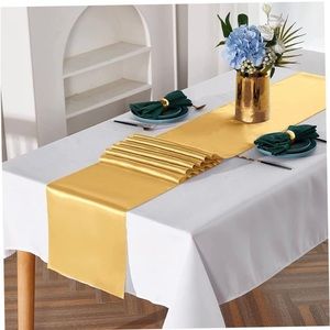 ✅2/$24 🆕 Gold Satin Table Runner for Birthday, Wedding, Parties Decorations